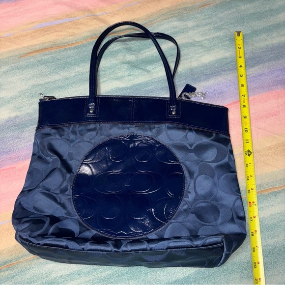 Coach Blue Patent Leather/ Nylon Tote Bag - Picture 8 of 9